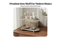 Light Luxury Design Iron Makeup Stand Space Saver Double Layer Cosmetic Rack Long-Lasting Material for Women, Bedroom