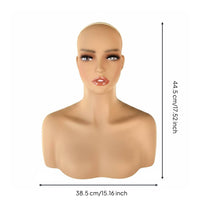 Mannequin Head with Shoulders Photography Prop Jewelry Display Manikin bust Elegant Hairpiece Display Head for Shop Window