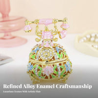 Hand-Painted Vintage Telephone Jewelry Box Ornate Design Enamel Telephone Trinket Box Unique Gift for Girls, Vanity