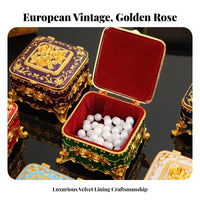 Ornate Design Vintage Jewelry Box Sturdy Zinc Alloy Embossed Floral Keepsake Case Velvet Lined for Women