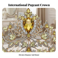 Baroque Pageant Crown Elegant Design Adjustable Queen Crown Sparkling Bridal Headpiece Luxury Look Full Circle Crystal Tiara