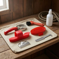 6 Pieces Horse Grooming Set Metal and Plastic Horse Grooming Kit Molded Handles
