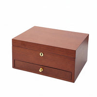 Wooden Jewelry Box Rosewood Grain Home Storage Gold-Tone Pulls