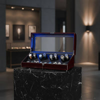8+9 Watch Winder Box Multiple Rotation Modes Automatic Watch Winder Jewelry Storage Sturdy Wood Construction Lid Activated Stop