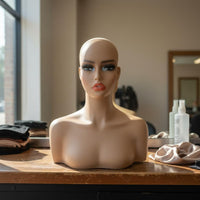 PVC Mannequin Head Multi Function Hairpiece Head Mannequin Sturdy Half Body Hairpiece Stand for Salon Workers
