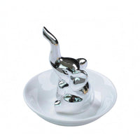 Ceramic Elephant Band Dish Glossy Finish Decorative Accessory Tray Good Luck