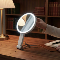 3-Color Light LED Makeup Mirror Dimmable Beauty Tool Foldable for Dressing Table, Travel