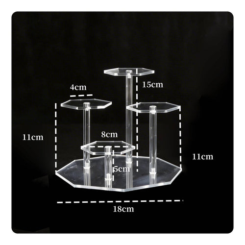 Hexagon Stepped Display Stand Easy to Clean Hexagon Acrylic Pedestal Reusable