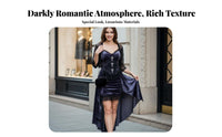 2 Pieces Velvet Slip Dress with Lace Shrug Lace Bell Sleeve Short Jacket Dress