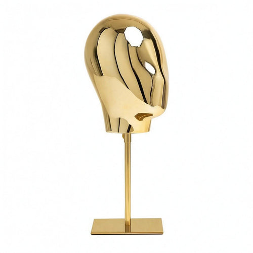 Electroplated Head Bust Stylized Face Reflective Display Mannequin with Base