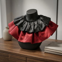 Black and Red Ruffle Collar Stage Wear Shiny Material Costume Collar Photo