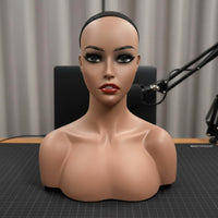 Hairpiece Display Head Photo-Ready Mannequin Head with Shoulders Natural