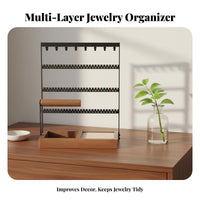 Jewelry Display Stand Sturdy 4-Tier Jewelry Rack Earring and Necklace Holder Saves Space Individual Accessory Storage