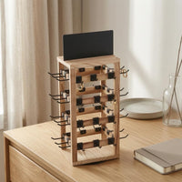 Rotating Jewelry Display Rack Tabletop Wooden Pegboard Display Space-Saving