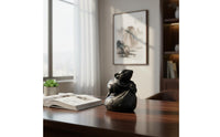 Rats Wealth Sack Figurine Hand Carved Chinese Astrological Figurine Frosted Finish Small Animal Sculpture for Office