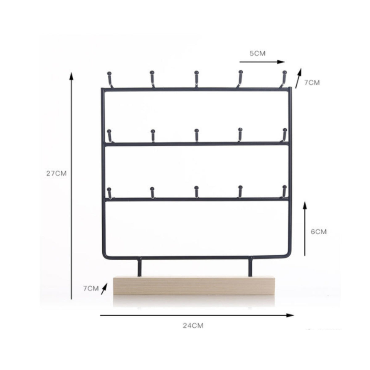 Earring Display Rack Large Capacity Wood Base Jewelry Tree Minimalist Design