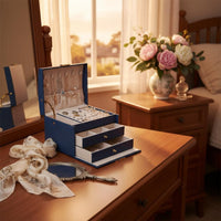 Three Layer Jewelry Box Dust-Resistant Lockable Jewelry Box Easy to Clean