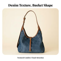Korean Design Large Capacity Denim Tote Versatile Design Denim Shoulder Bag Lightweight for Commuters, Students, Commuting, Daily Use