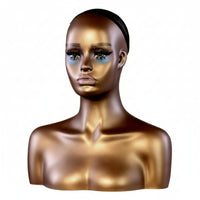 Mannequin Head with Shoulders Built-in Ears Smooth Surface Tabletop Bust Female Mannequin Bust for Photography