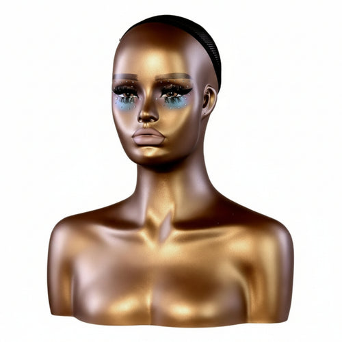 Mannequin Head with Shoulders Built-in Ears Smooth Surface Tabletop Bust Female Mannequin Bust for Photography