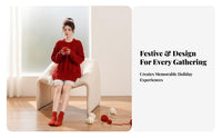 3 Pieces Fuzzy Knit Crop Top Skirt Set Holiday Themed Red Bunny Girl Outfit