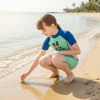 Kids 2mm Thermal Swimsuit High Stretch Single Piece Thermal Swimsuit Girls Shorty Wetsuit Skin-Gentle Short Sleeve Diving Suit
