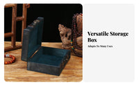 Vintage Jewelry Box Brass-Tone Nails Dark Blue-Black Wooden Jewelry Box