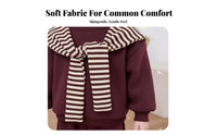 Boys' and Girls' Cotton Sweatshirt Set, Striped Cape, Wide Leg Pants, Burgundy, Fashionable New Year Outfit