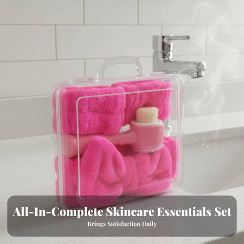 4 Pieces Soft Bristles 4 Piece Facial Cleansing Kit Absorbent Wristbands Face Wash Brush Set Reusable for Women, Teenagers, Bathroom, Travel
