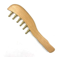 Wooden Massage Comb with Brass Pins Portable Wooden Massage Comb Comfortable for Travel