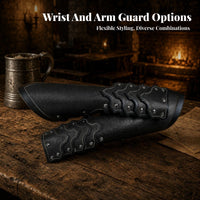 2 Pieces Vambraces Studded Norse Warrior Arm Guards Black