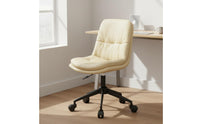 Padded Cushion Upholstered Swivel Vanity Chair Ergonomic Support Upholstered Bedroom Vanity Stool Nordic Design Armless Rolling Computer Chair for Women, Students