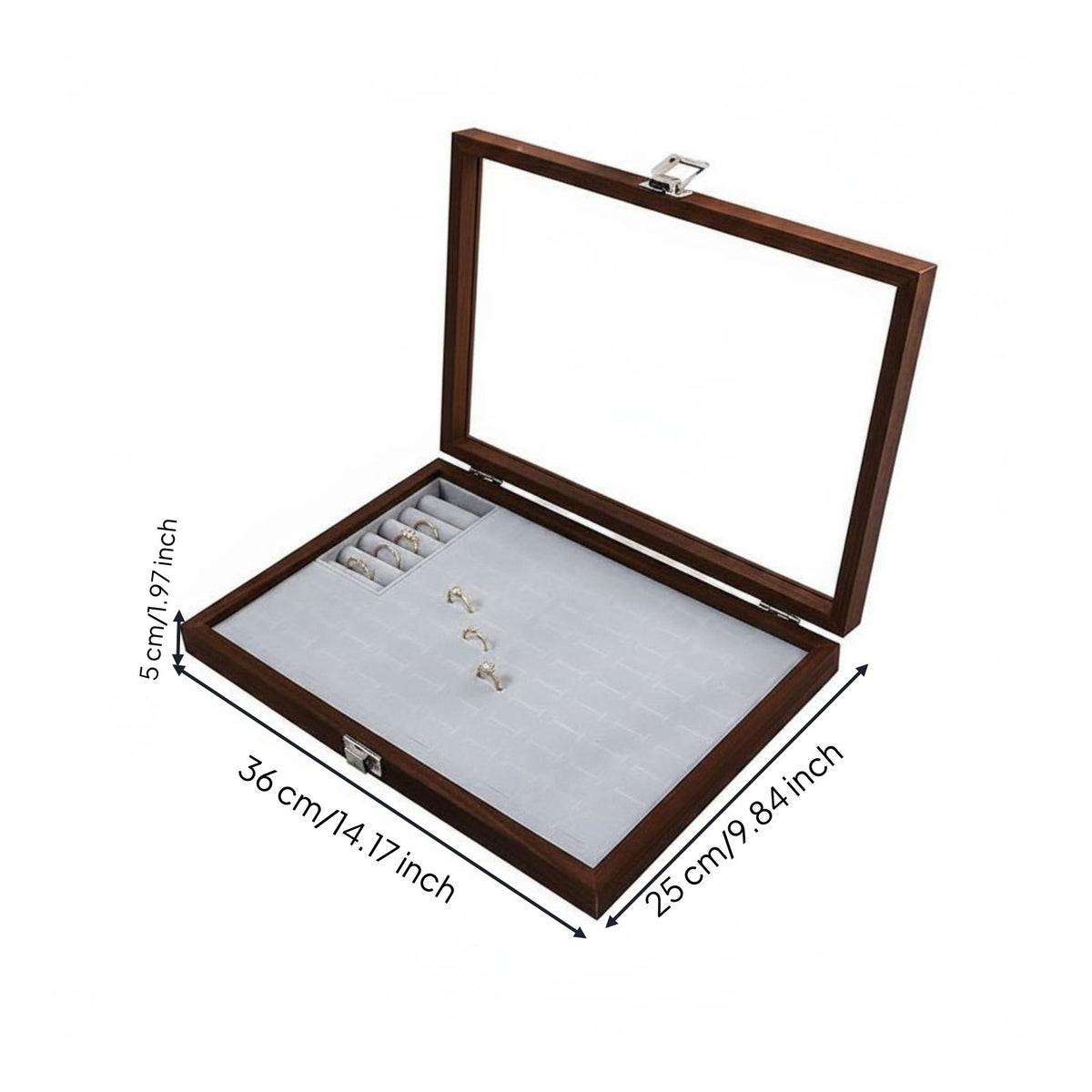 Jewelry Display Tray Glass-Covered Necklace Display Tray Slim Storage Box