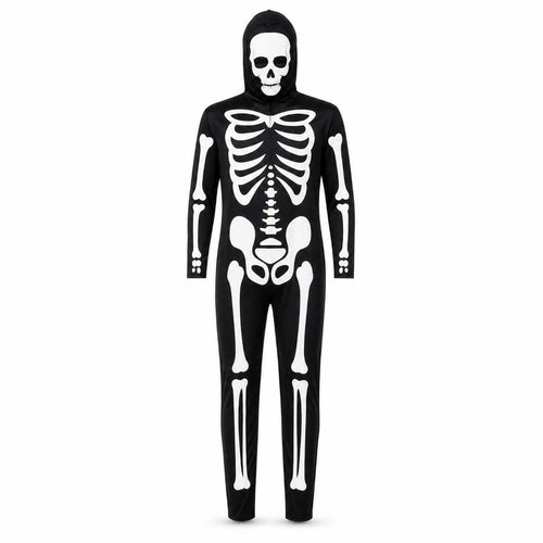 Full-Body Cosplay Suit Hooded Skeleton Suit Front Zipper for Performance Wear