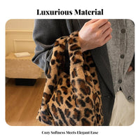 Autumn Winter Design Leopard Print Handbag Soft and Comfortable Soft Fabric Leopard Print Tote Lightweight for Girls, Daily Use, Shopping
