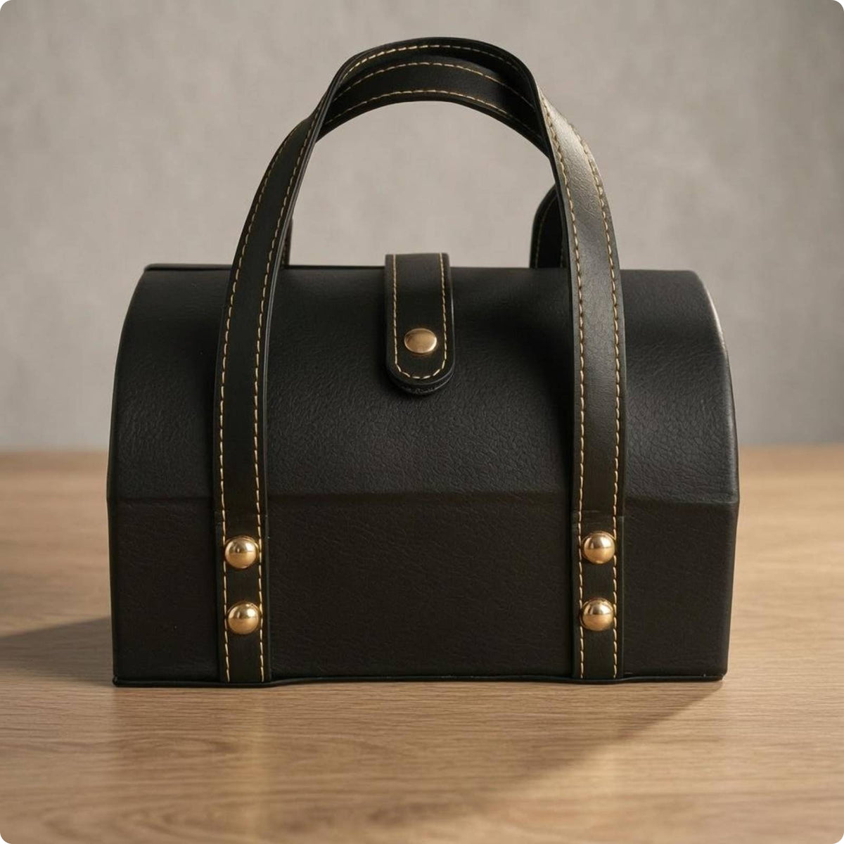 PU Leather Bracelet Box Stitched Closure Bracelet Small Storage Organizer Mobile Jewelry Storage Case