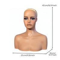 Mannequin Head Bust Flesh-Toned Shop Fixture Sturdy Plastic