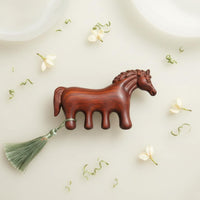 Horse Shaped Massage Comb Multi-Functional Carved Sandalwood Comb for Home Spa