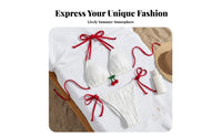 Alluring Design Cherry Triangle Bikini Adjustable Ties Side Tie String Bikini Cheeky for Young Adults, Teens, Vacation, Poolside
