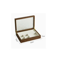 Jewelry Box with Window Padded Jewelry Box Wood Grain for Dresser, Women