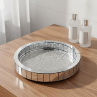 Rotating Makeup Organizer Rhinestone Decoration Rotating Cosmetic Tray Sparkling Design Household Storage for Dresser