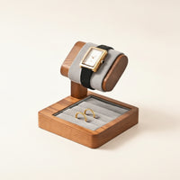 Watch Stand with Valet Tray Cushioned Watch Display with Tray Desktop
