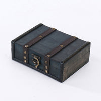 Vintage Jewelry Box Brass-Tone Nails Dark Blue-Black Wooden Jewelry Box