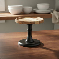 Wooden Pedestal Cake Stand Multi-Design Round Dessert Display Platter Sturdy