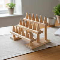 Tiered-Cone Stand Wooden Wood Band Display Rack Minimalist for Market Vendors