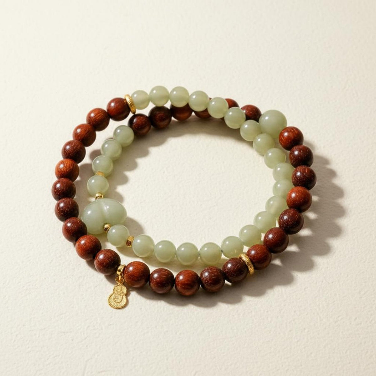 Wood Bead Bracelet Multilayered Double Strand Bracelet Polished Beads