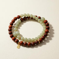 Wood Bead Bracelet Multilayered Double Strand Bracelet Polished Beads