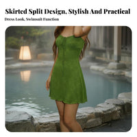 Tummy Control Skirtini Swimsuit Retro Design Two-Piece Swimdress Slimming Effect for Adults, Teens, Hot Season, Resort, Vacation