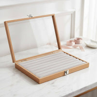 Wood Grain Jewelry Box Sturdy Construction Jewelry Display Case Stackable Storage Case Large Capacity Secure Latch for Drawer