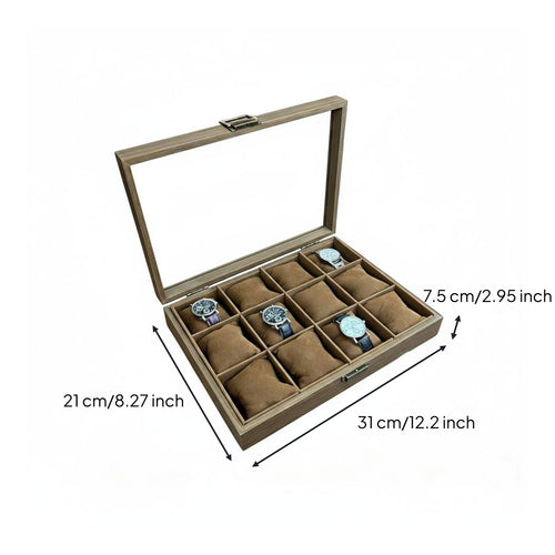Watch Storage Box Clear View Lid Watch Display Case Premium Design for Bedroom